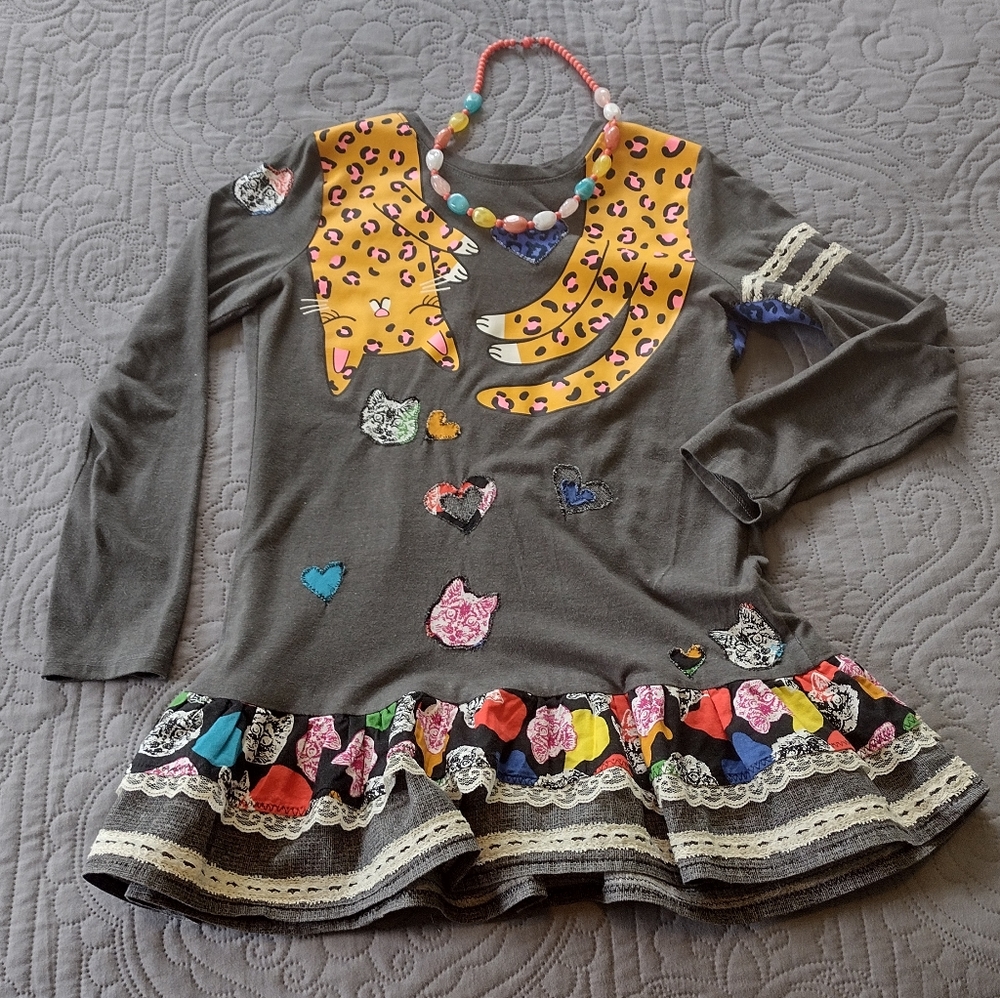 Adorable altered Cat & Jack Girls Shirt 10-12